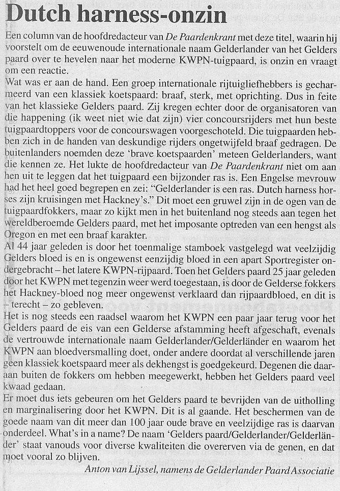 Artikel "Dutch harness-onzin